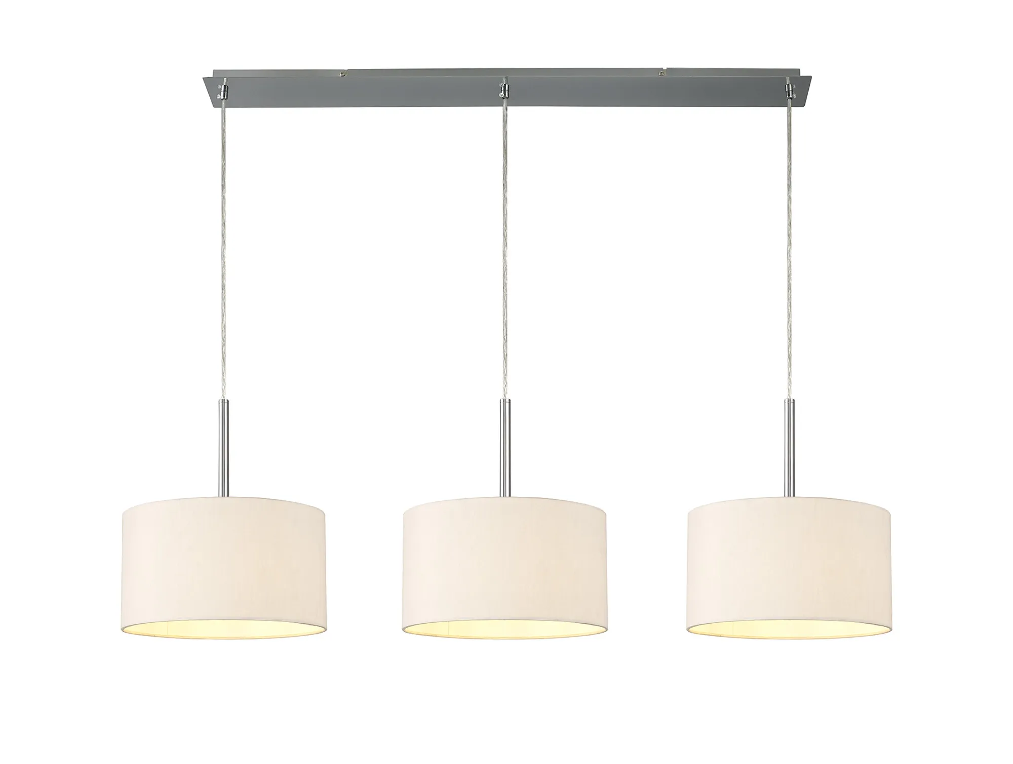 Baymont 30cm Shade 3 Light Pendant Polished Chrome, Nude Beige/Moonlight